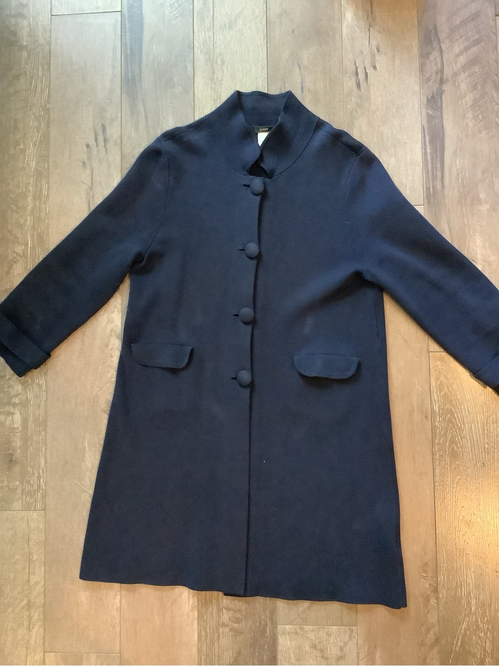 J. Crew Dark Navy Button-Front Swing Coat